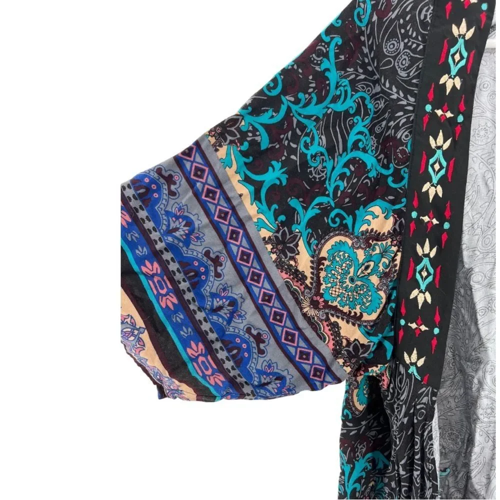Flying Tomato embroidered open front cardigan duster M/L rayon lightweight - Picture 3 of 7